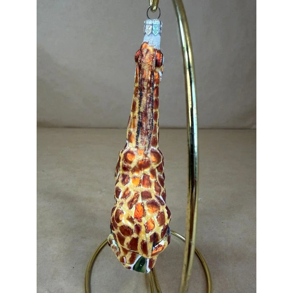 Vintage Slavic Treasures Glass Giraffe Christmas Ornament Poland Handmade 2001